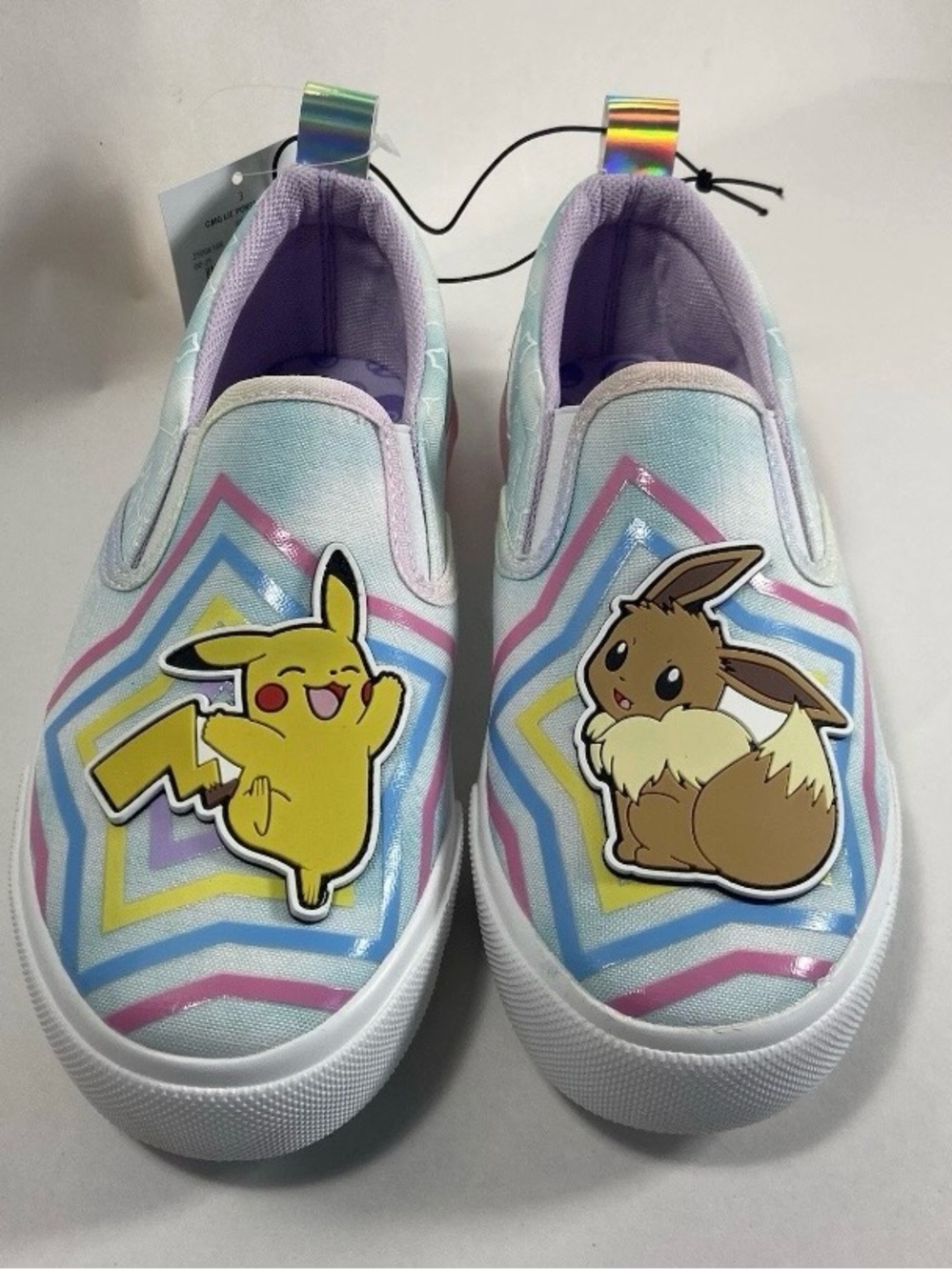 Kids' Pikachu & Eevee Slip-On Sneakers - Pastel Multi